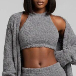 SKIMS Cozy Knit Halter Bralette S M Grey Lounge Soft